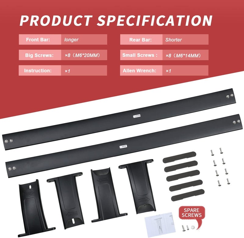 KINGGERI 220lbs Roof Rack Cross Bars Compatible with Chevrolet Tahoe & Suburban, GMC Yukon & Yukon XL, Cadillac Escalade & Escalade ESV 2015-2020, Heavy Duty Aluminum Roof Rails Crossbars All Metal - Image 5